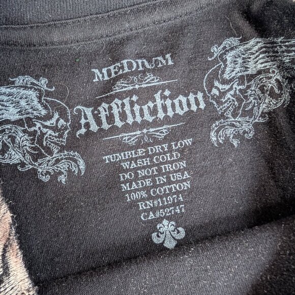 RARE Vintage Y2K Affliction Puppet Master God Vs Demon T-shirt Size Medium - Picture 3 of 4